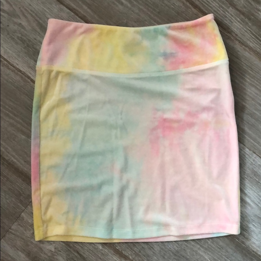 RAINBOW VELVET HIGH WAISTED SKIRT